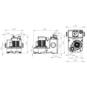Схема размеров Sanicubic 1 GR HP S.